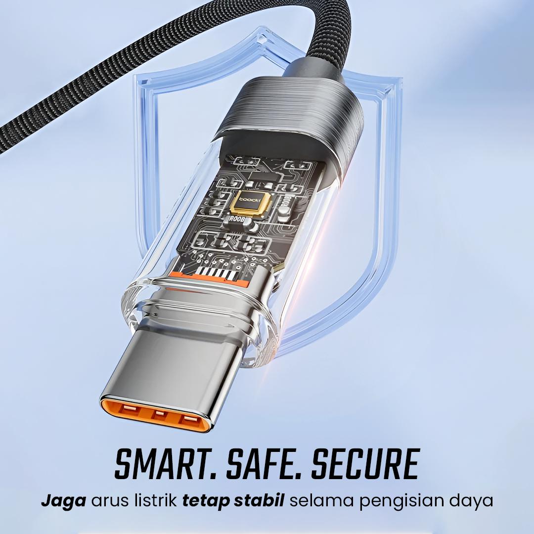 Toocki Kabel Data Type C to Type C Fast Charging LED Display 100W Isi Daya Cepat, Transfer Cepat