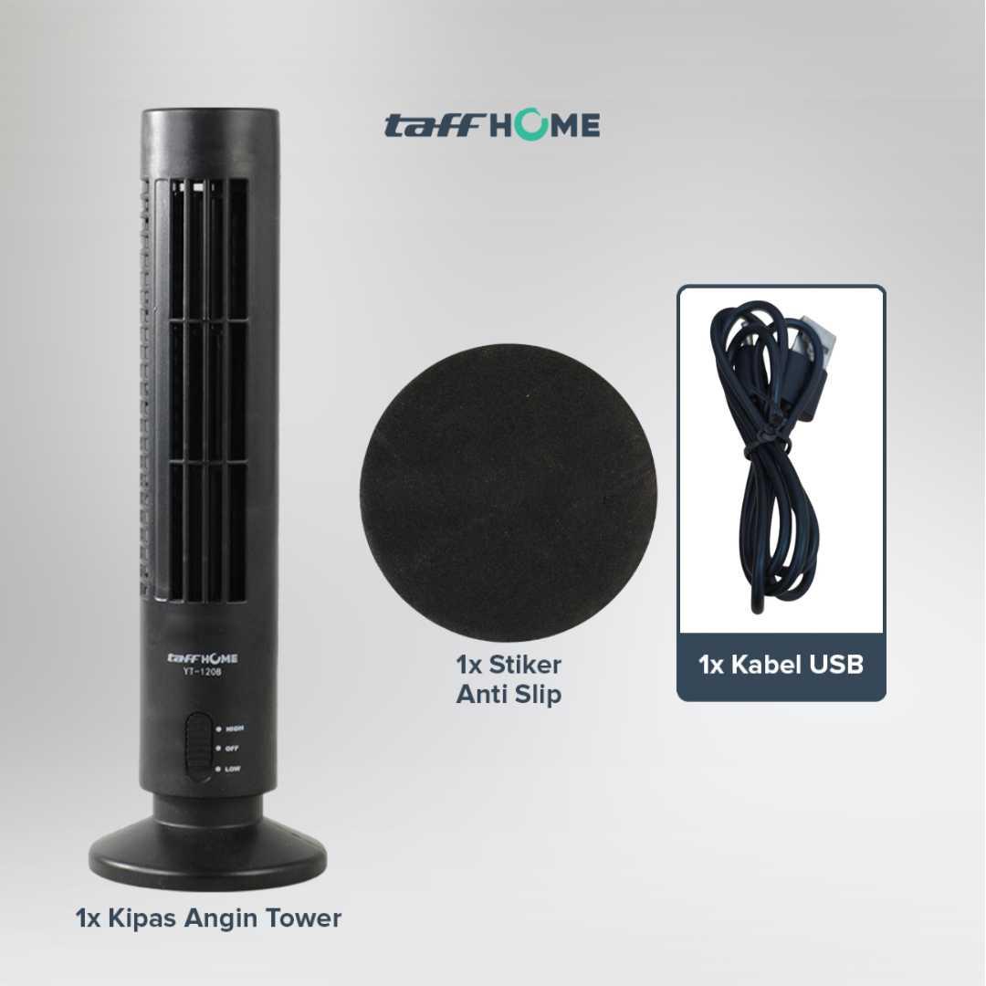 TaffHOME Kipas Angin Tower USB 2 Speed Kesejukan Modern, Hemat Ruang, Fleksibel