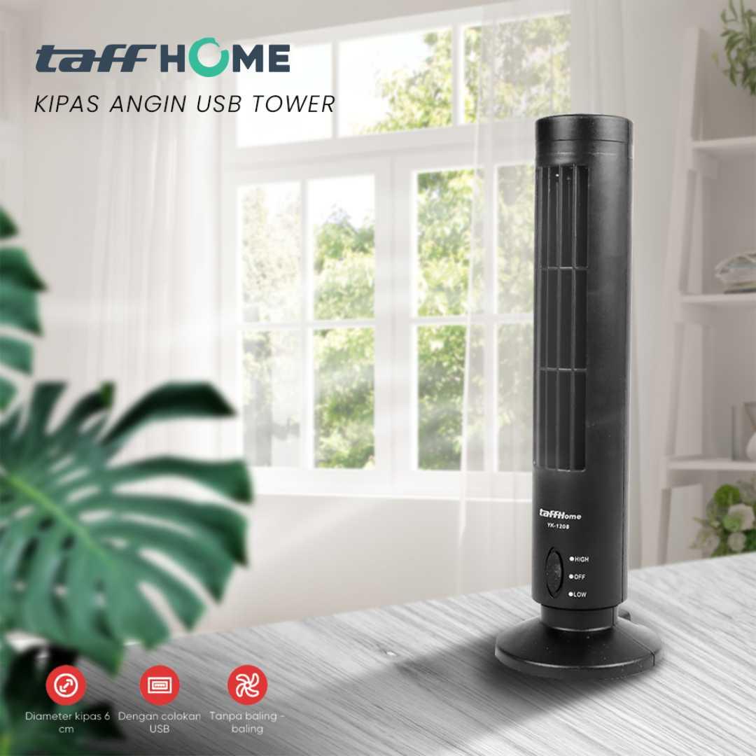 TaffHOME Kipas Angin Tower USB 2 Speed Kesejukan Modern, Hemat Ruang, Fleksibel