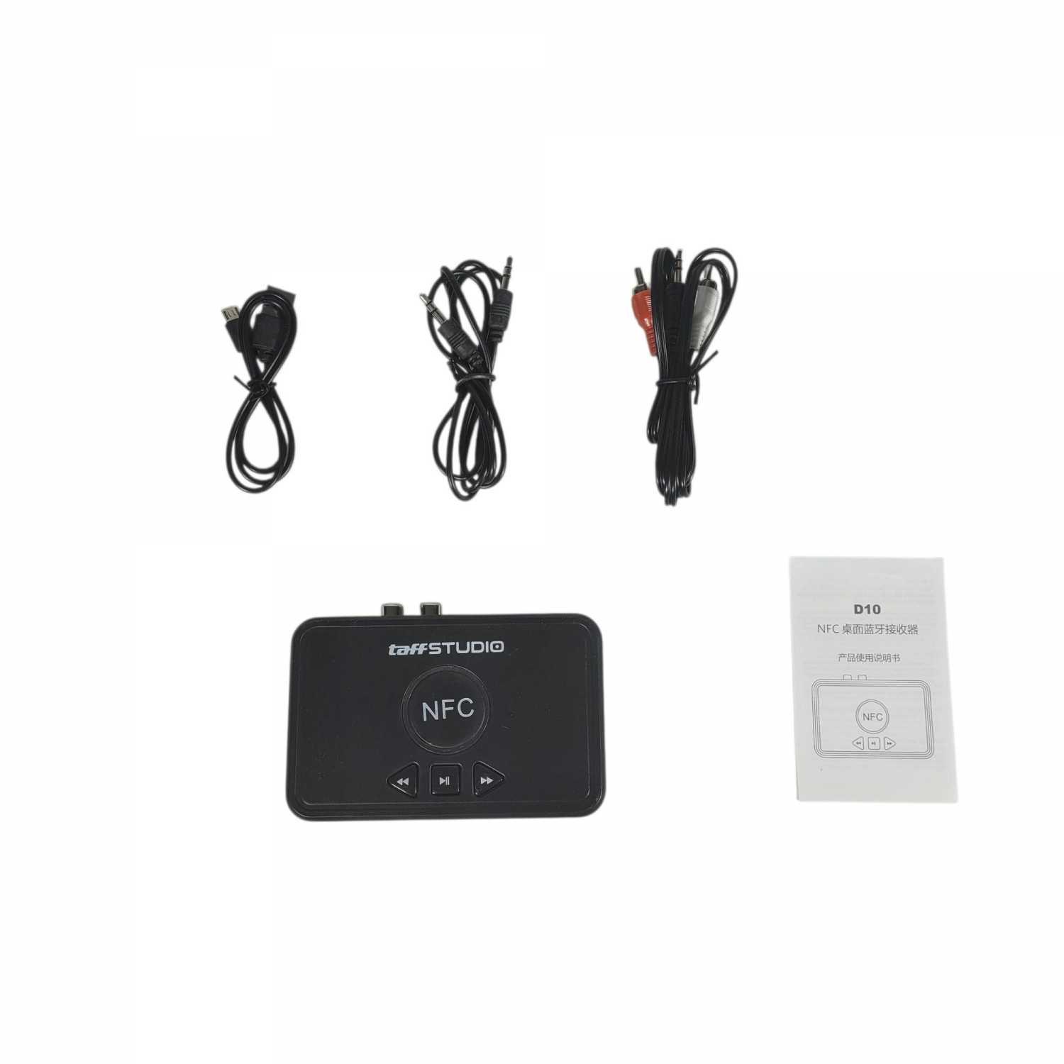 TaffSTUDIO Audio Bluetooth Receiver Adapter NFC RCA AUX Mendengarkan Musik Tanpa Batas, Desain Stylish