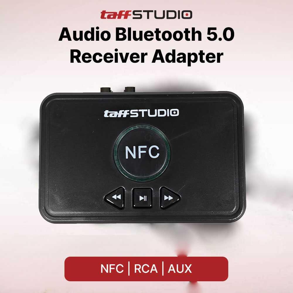 TaffSTUDIO Audio Bluetooth Receiver Adapter NFC RCA AUX Mendengarkan Musik Tanpa Batas, Desain Stylish