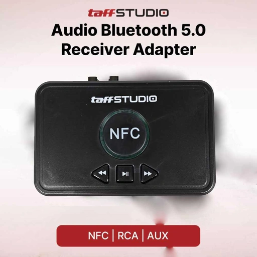 TaffSTUDIO Audio Bluetooth Receiver Adapter NFC RCA AUX Mendengarkan Musik Tanpa Batas, Desain Stylish