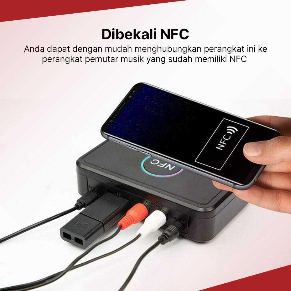 TaffSTUDIO Audio Bluetooth Receiver Adapter NFC RCA AUX Mendengarkan Musik Tanpa Batas, Desain Stylish