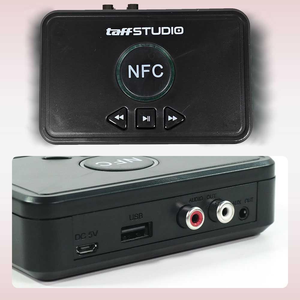 TaffSTUDIO Audio Bluetooth Receiver Adapter NFC RCA AUX Mendengarkan Musik Tanpa Batas, Desain Stylish