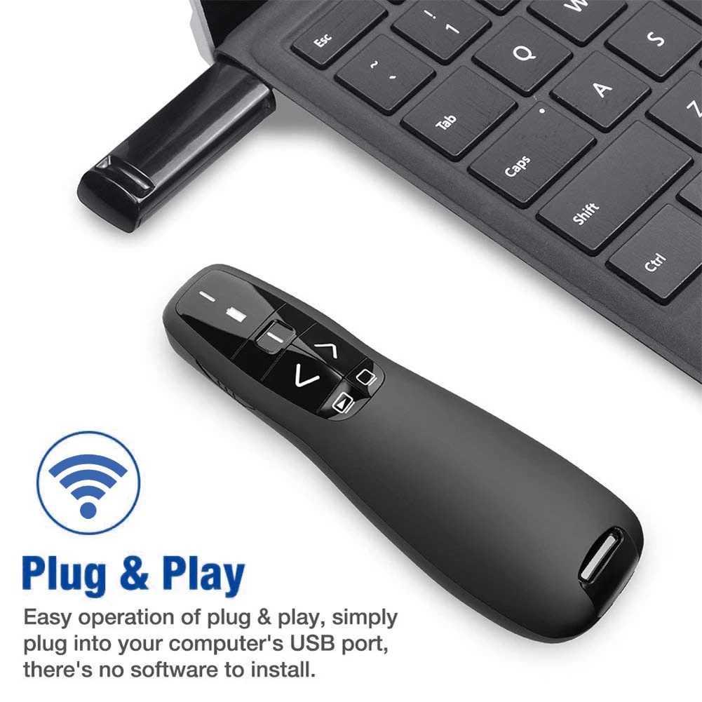 Taffware Remote Laser Presenter Wireless Pointer Merah 2.4 Ghz K400, Presentasi Profesional Kontrol dan Fokus Tanpa Batas, Desain Ergonomis