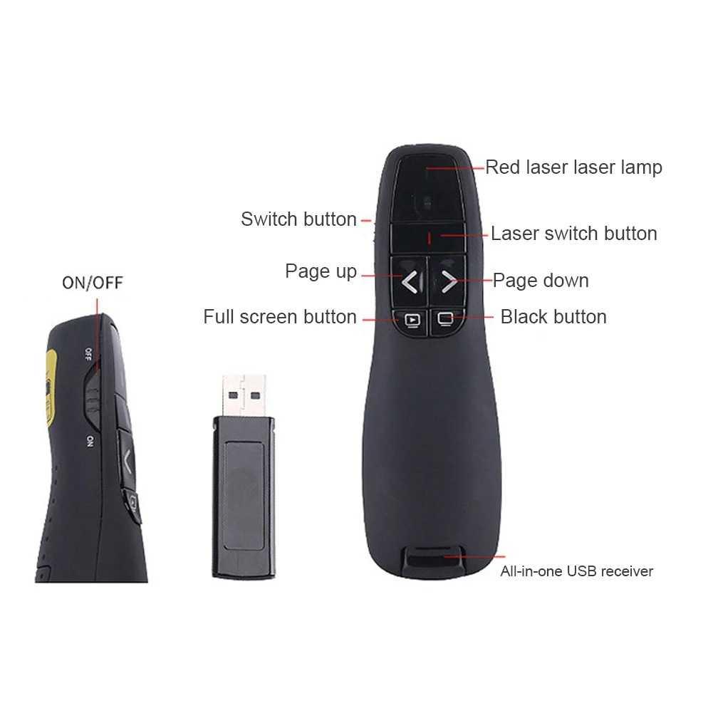 Taffware Remote Laser Presenter Wireless Pointer Merah 2.4 Ghz K400, Presentasi Profesional Kontrol dan Fokus Tanpa Batas, Desain Ergonomis