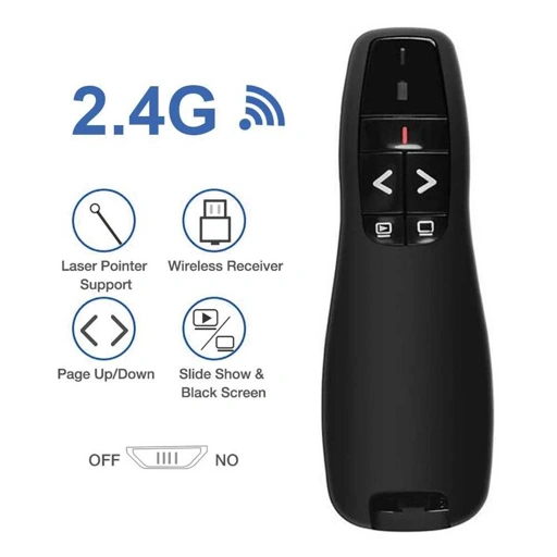 Taffware Remote Laser Presenter Wireless Pointer Merah 2.4 Ghz K400, Presentasi Profesional Kontrol dan Fokus Tanpa Batas, Desain Ergonomis