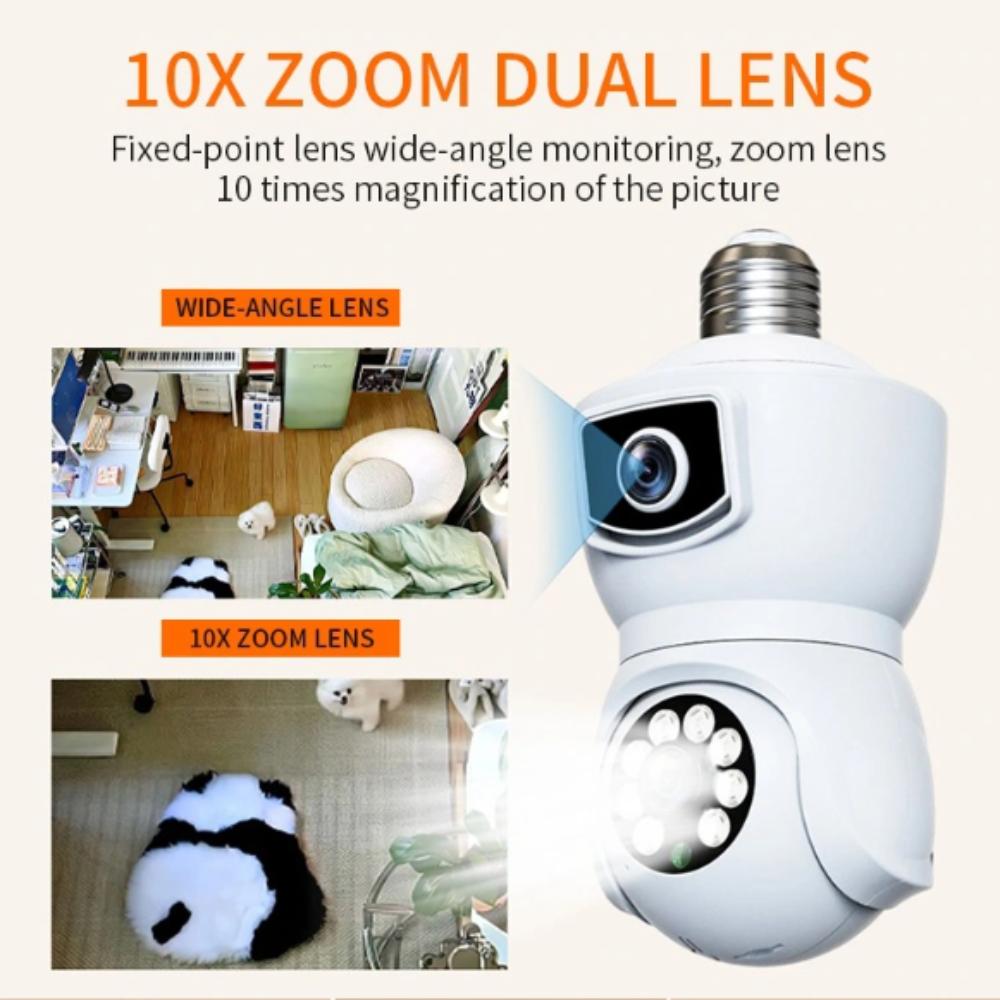 V380 Pro Kamera CCTV Bohlam Indoor Dual Lens 1080P Keamanan Rumah & Lingkungan