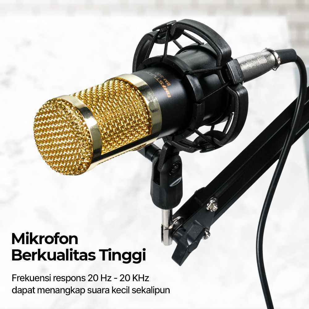 TaffSTUDIO Mikrofon Kondenser XLR Condenser Microphone Rekaman Detail, Suara Bersih BM-800