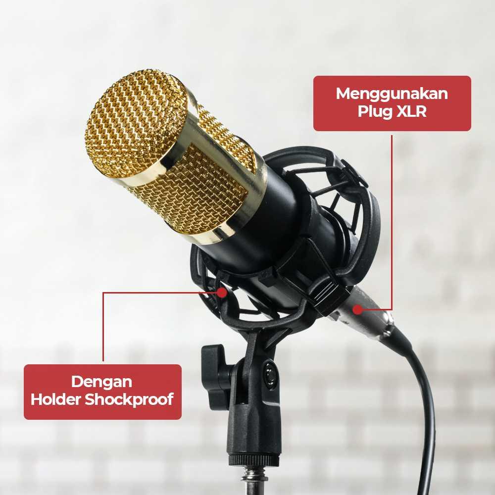 TaffSTUDIO Mikrofon Kondenser XLR Condenser Microphone Rekaman Detail, Suara Bersih BM-800