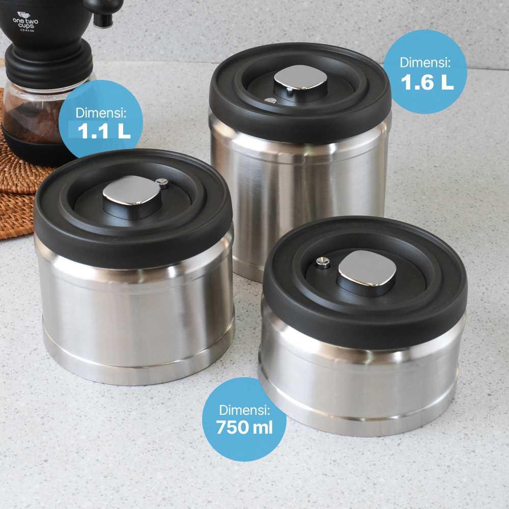 One Two Cups Toples Stainless Vacuum Sealed Lid Menjaga Kesegaran Bahan Makanan, Praktis & Higienis