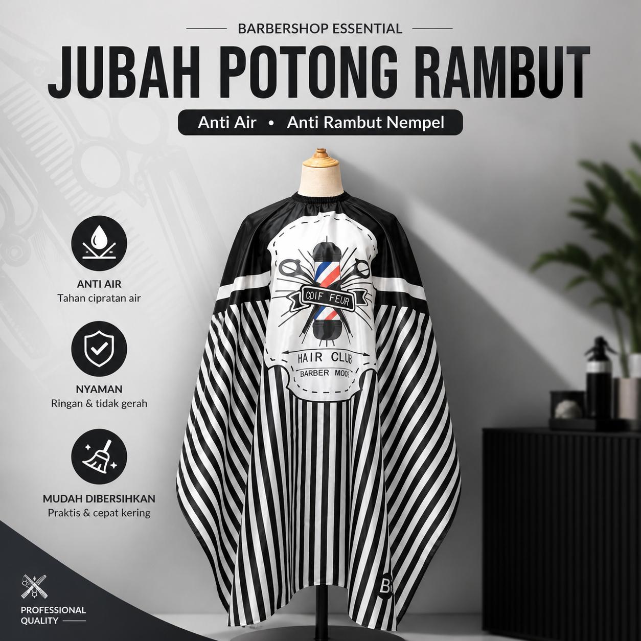 Biutte.co Jubah Apron Potong Rambut Kip Cape Salon Barbershop - Perlindungan Menyeluruh, Keren.
