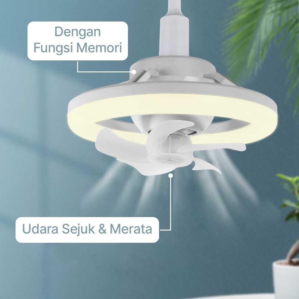 MEXI Kipas Angin Lampu LED Tri Color Dimmable 48W with Remote Control Udara Sejuk dan Pencahayaan Elegan