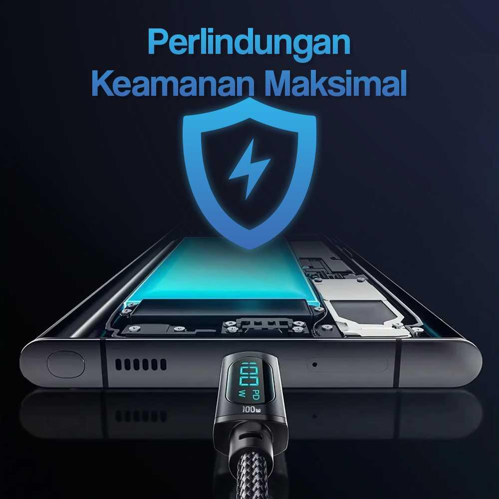 ESSAGER Kabel Data Type C to Type C Fast Charging LED 5A 100W ES-X28, Efisiensi Tinggi dan Keandalan Premium