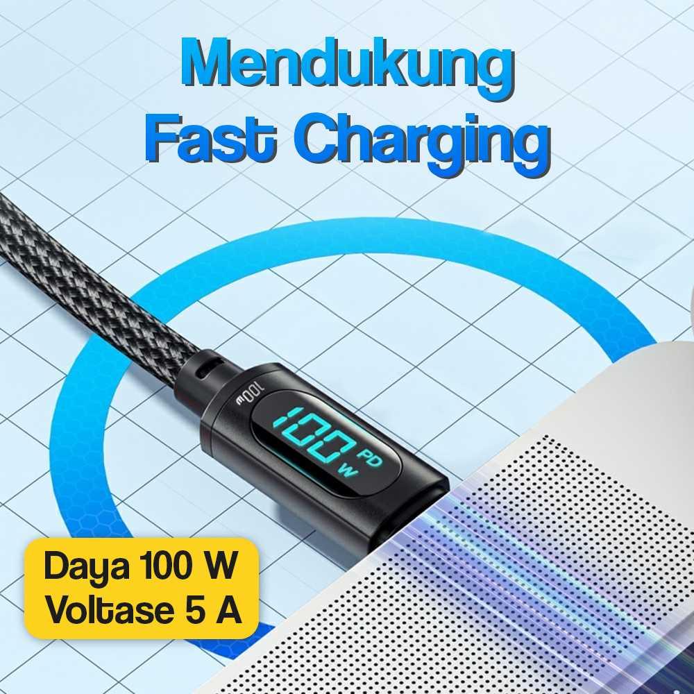 ESSAGER Kabel Data Type C to Type C Fast Charging LED 5A 100W ES-X28, Efisiensi Tinggi dan Keandalan Premium