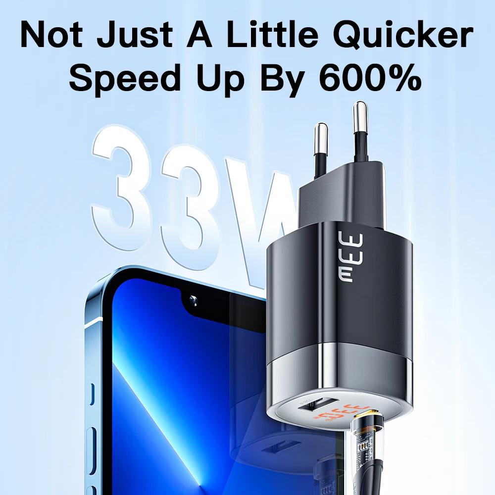 ESSAGER Kepala Charger Fast Charging GaN PD Dual Port USB Type C 33W Pengisian Cepat dan Stabil, Kompatibel untuk Berbagai Perangkat