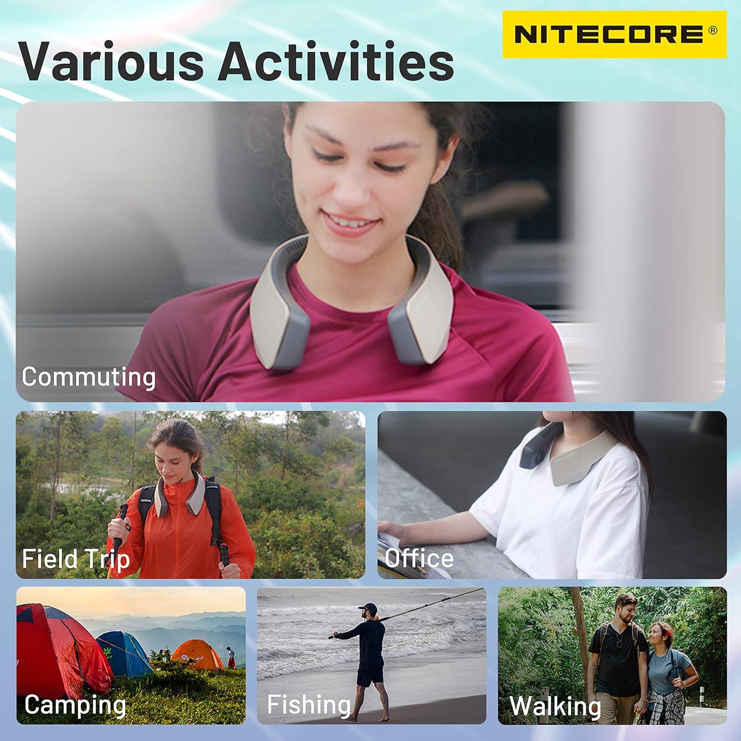 NITECORE Kipas Angin Portable Bladeless Neck Kesejukan Tanpa Batas, Desain Modern
