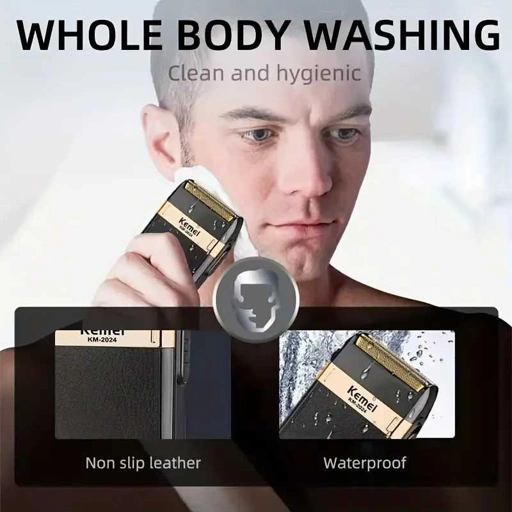Kemei Alat Cukur Kumis Elektrik Shaver Trimmer Cukur Halus Tanpa Rasa Sakit, Desain Portabel