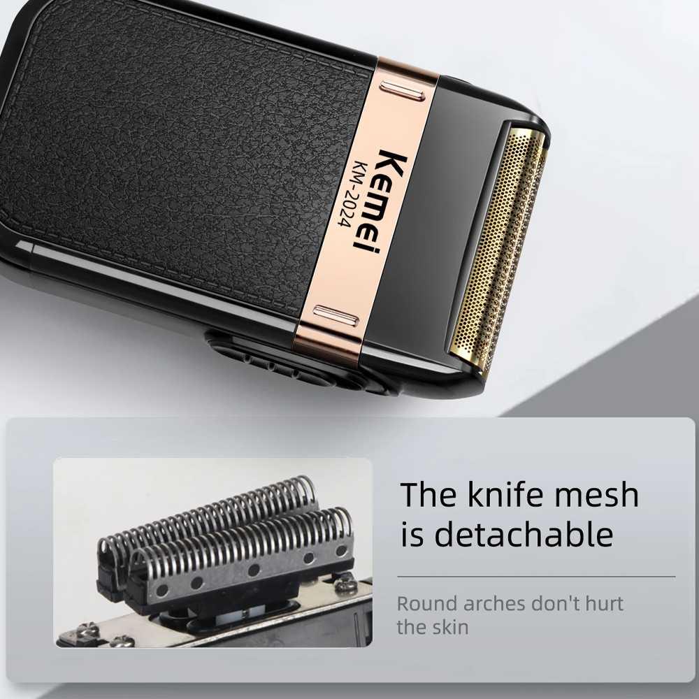 Kemei Alat Cukur Kumis Elektrik Shaver Trimmer Cukur Halus Tanpa Rasa Sakit, Desain Portabel