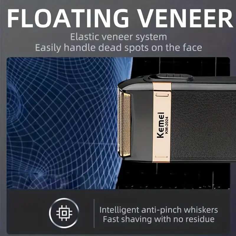Kemei Alat Cukur Kumis Elektrik Shaver Trimmer Cukur Halus Tanpa Rasa Sakit, Desain Portabel