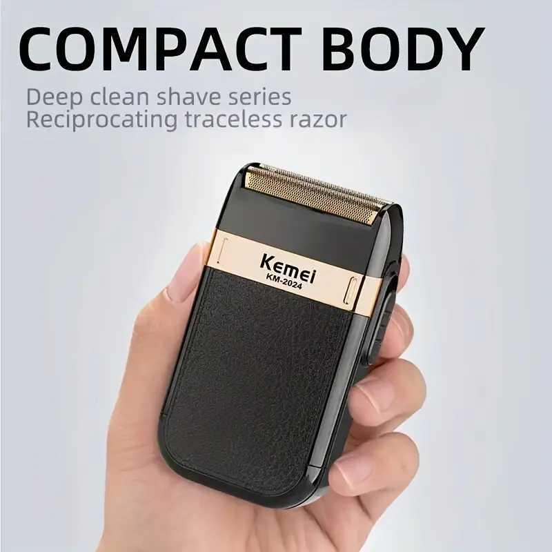 Kemei Alat Cukur Kumis Elektrik Shaver Trimmer Cukur Halus Tanpa Rasa Sakit, Desain Portabel