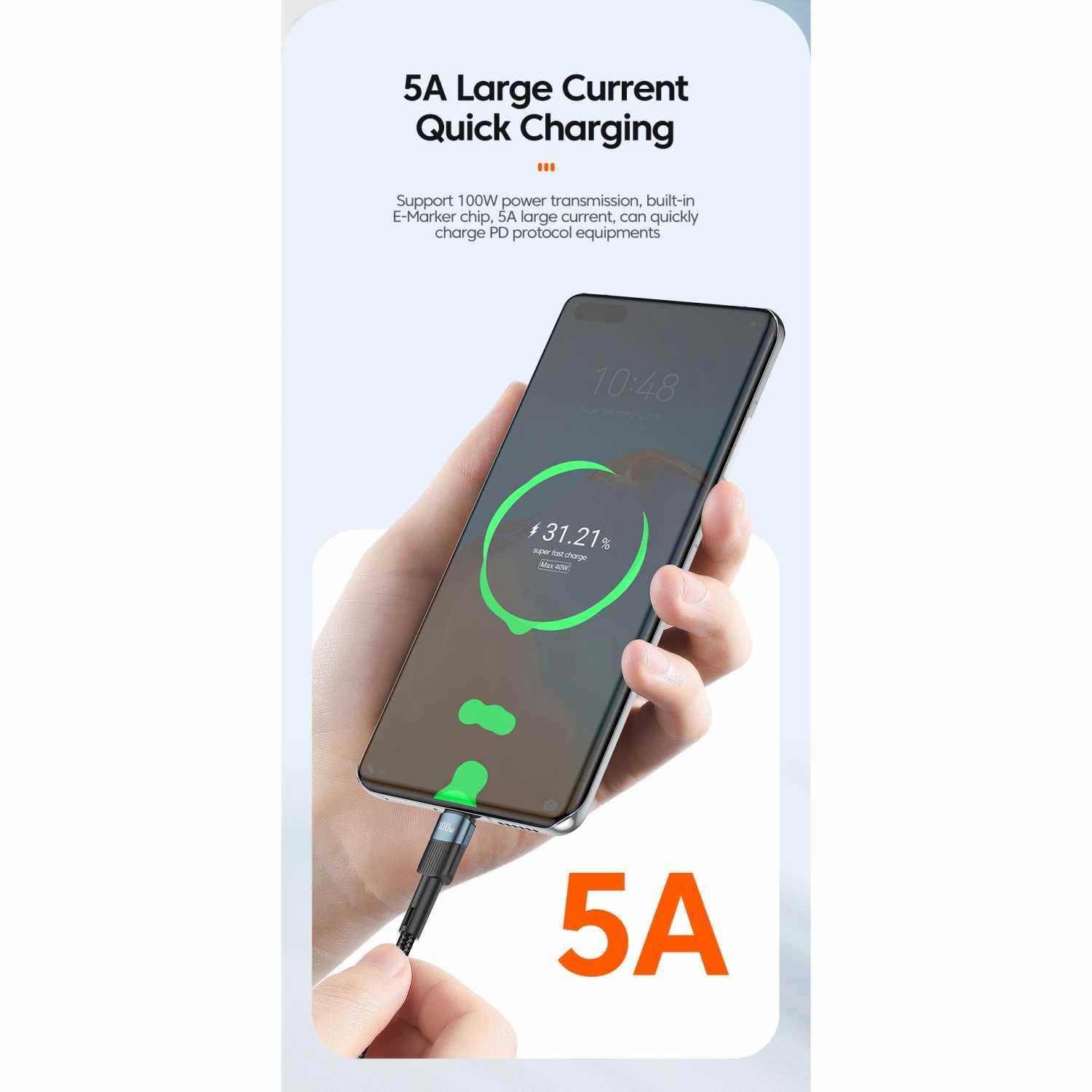 ESSAGER Kabel Data USB Type C To Type C Fast Charging 100W Transfer Data Cepat