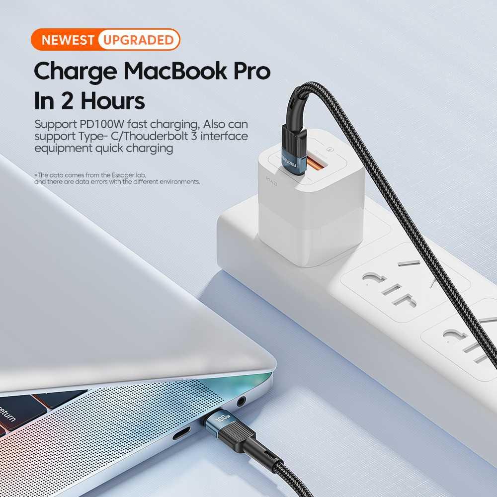 ESSAGER Kabel Data USB Type C To Type C Fast Charging 100W Transfer Data Cepat