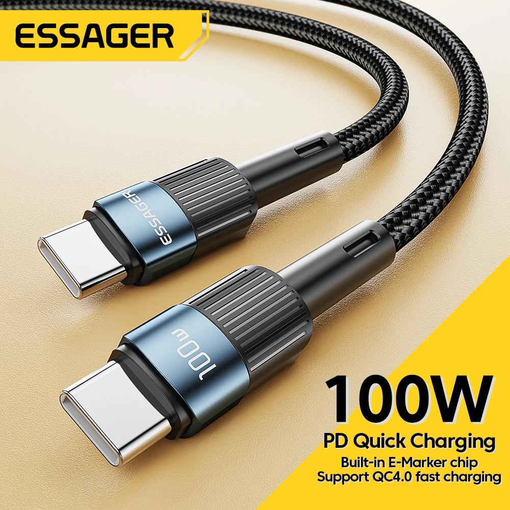 ESSAGER Kabel Data USB Type C To Type C Fast Charging 100W Transfer Data Cepat