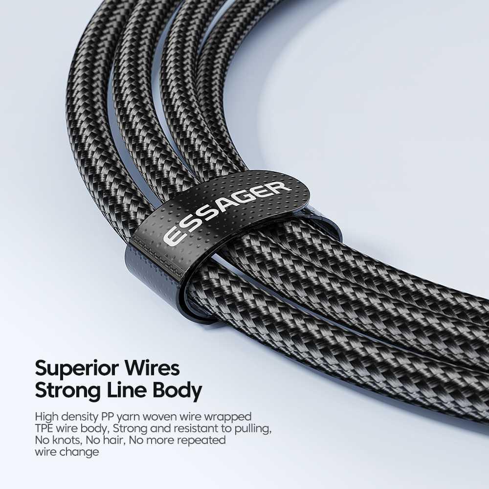 ESSAGER Kabel Data USB Type C To Type C Fast Charging 100W Transfer Data Cepat