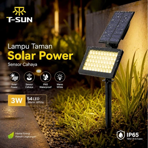 T-SUN Lampu Taman Hias Tancap Solar Sensor Cahaya IP65 Penerangan Terang di Malam Hari