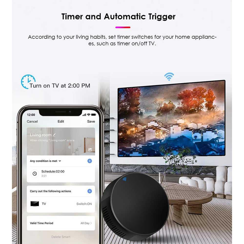 Aubess Smart Universal IR Remote Control WiFi TV AC Tuya App - A2, Kontrol Elektronik Rumah dengan Mudah dan Cepat, Desain Kompak