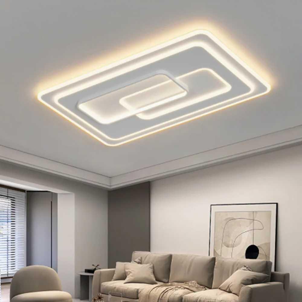 IBNUNU Lampu Plafon LED Dimmable 3 Color 98W - Cahaya Terang dan Nyaman, Desain Minimalis Modern
