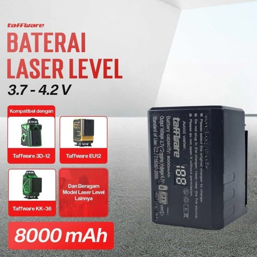 Taffware Baterai Laser Level 3D Rechargeable Tahan Lama, Proteksi Canggih, Kompatibel Universal BM03