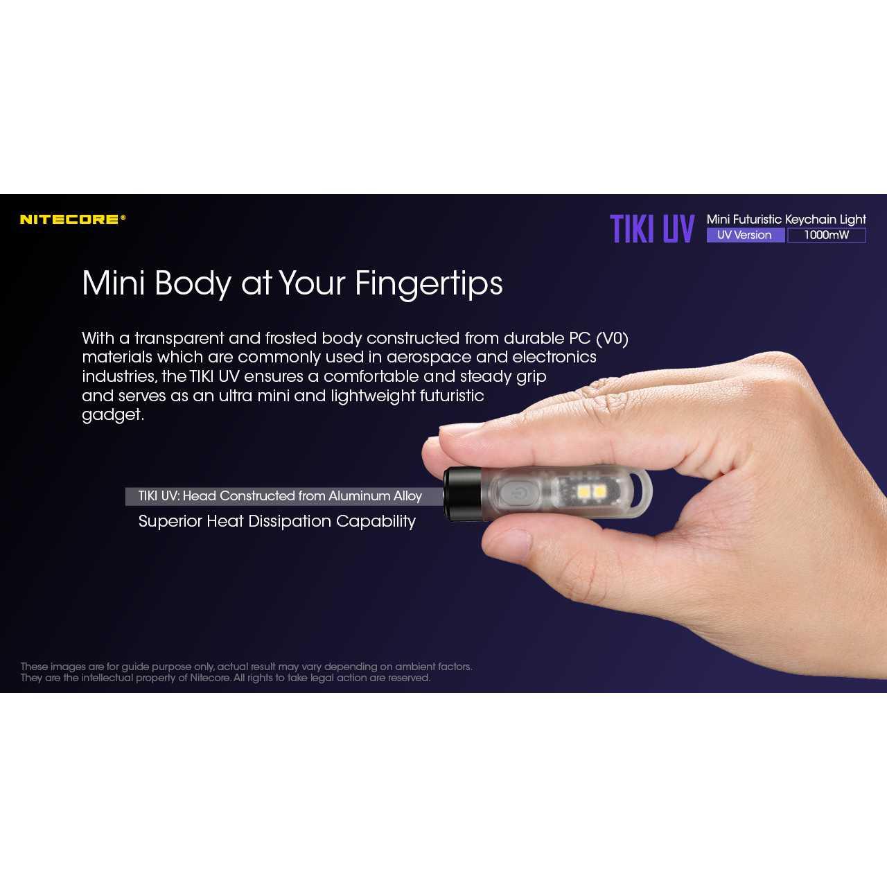 NITECORE Senter Mini UV LED 365nm 1000mW Deteksi Mata Uang, Inspeksi Bensin, Dokumen Compact