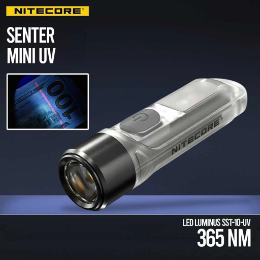 NITECORE Senter Mini UV LED 365nm 1000mW Deteksi Mata Uang, Inspeksi Bensin, Dokumen Compact