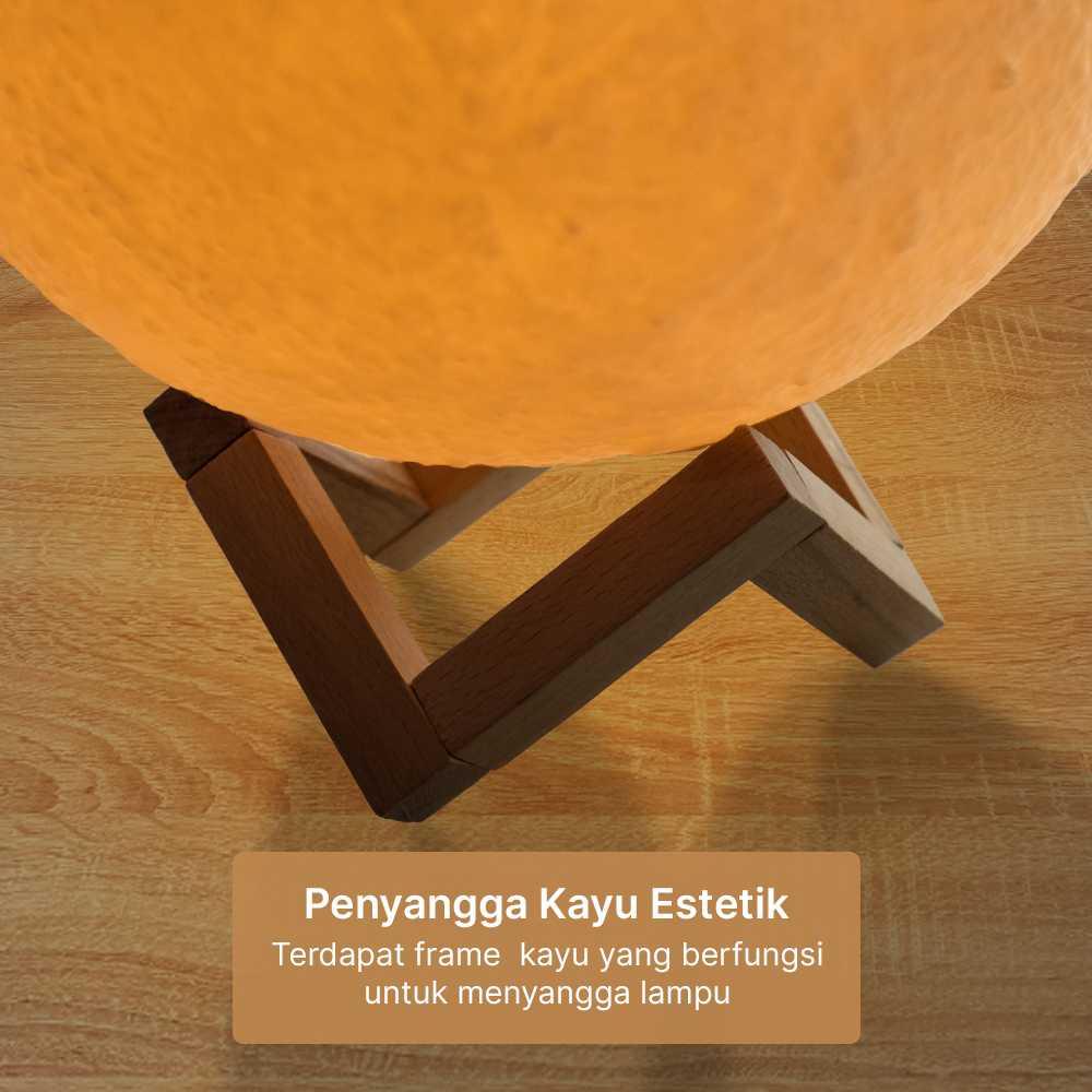 OUIO Lampu Tidur Bulan 3D Moon Night Light Suasana Romantis, Cahaya Nyaman