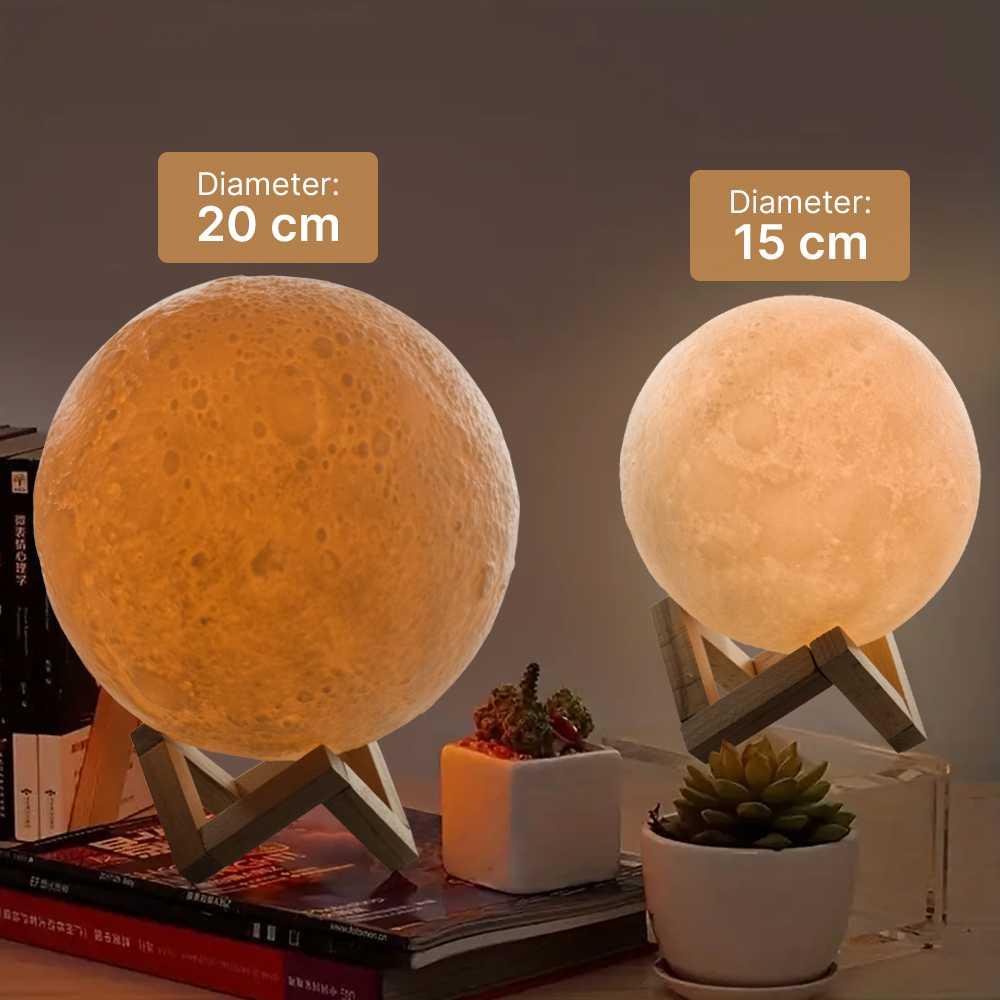 OUIO Lampu Tidur Bulan 3D Moon Night Light Suasana Romantis, Cahaya Nyaman