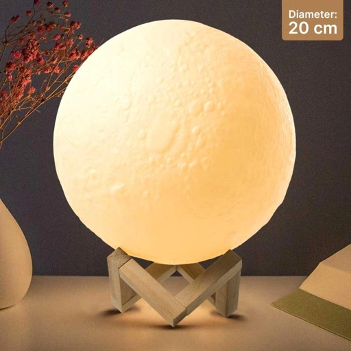 OUIO Lampu Tidur Bulan 3D Moon Night Light Suasana Romantis, Cahaya Nyaman