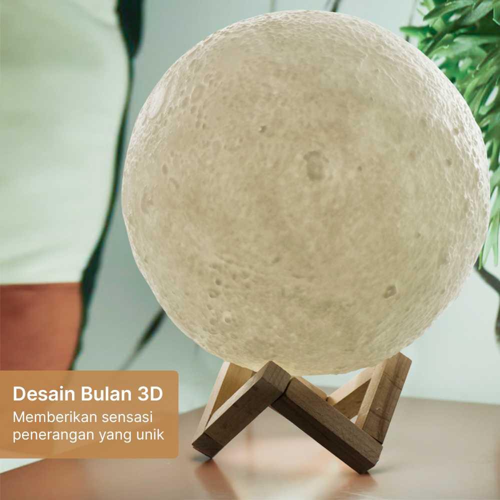 OUIO Lampu Tidur Bulan 3D Moon Night Light Suasana Romantis, Cahaya Nyaman