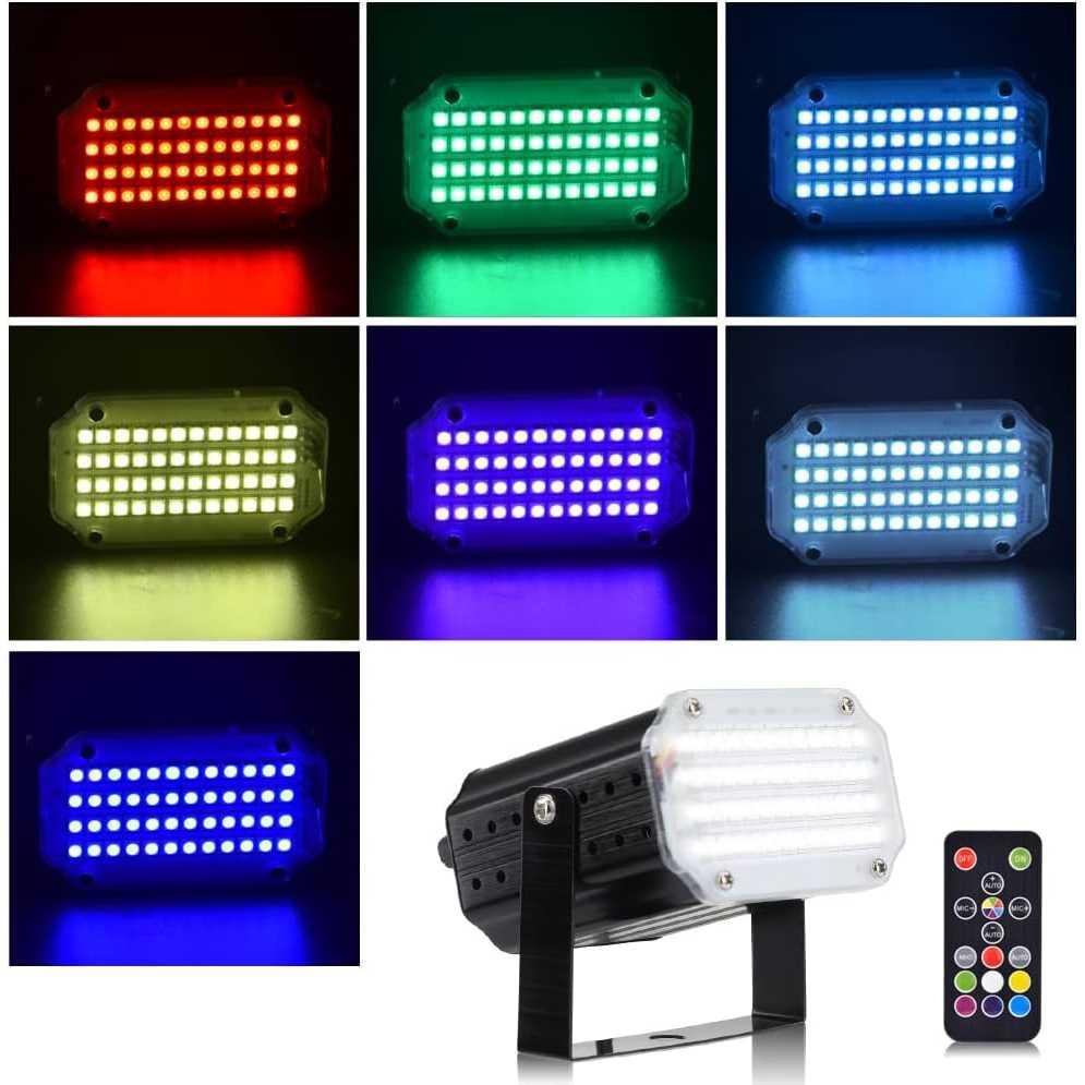 ALiEN Lampu Sorot Strobo Disko 48 SMD RGBW 240V 12W with Remote Gemerlap Warna, Pengendali Jarak Jauh