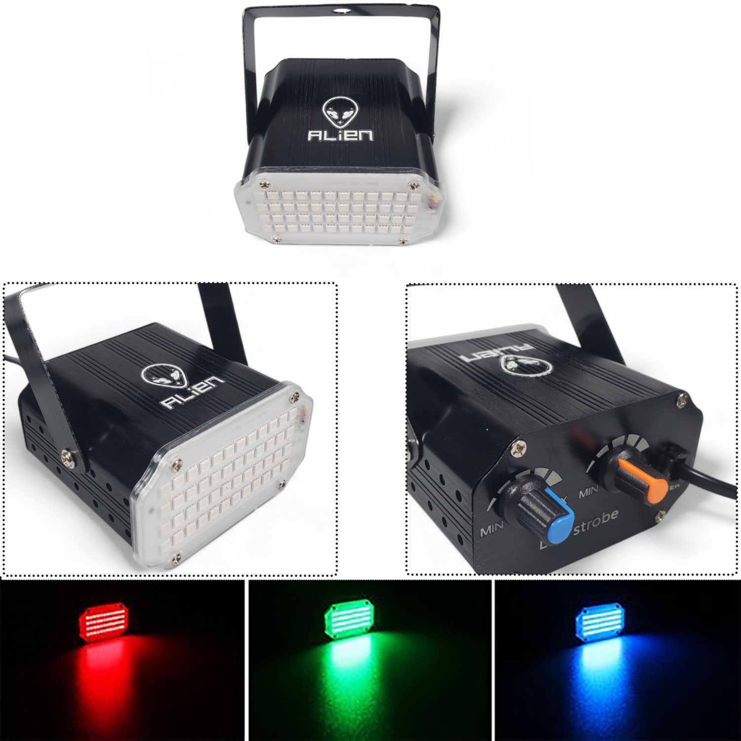 ALiEN Lampu Sorot Strobo Disko 48 SMD RGBW 240V 12W with Remote Gemerlap Warna, Pengendali Jarak Jauh