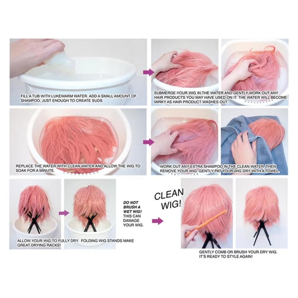 HAIRCUBE Wig Rambut Palsu Bob Chic - Tampil Chic dan Imut, Model Fresh, Warna Pink Stylish