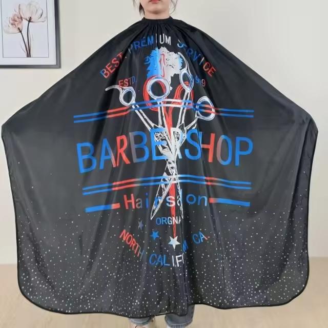 Biutte.co Jubah Apron Potong Rambut Kip Cape - Perlindungan Penuh, Desain Strip Barbershop