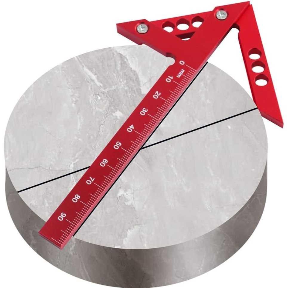 Rheeros Penggaris Siku Triangle Center Finder 45 Degree - Presisi Sudut, Kuat dan Tahan Lama