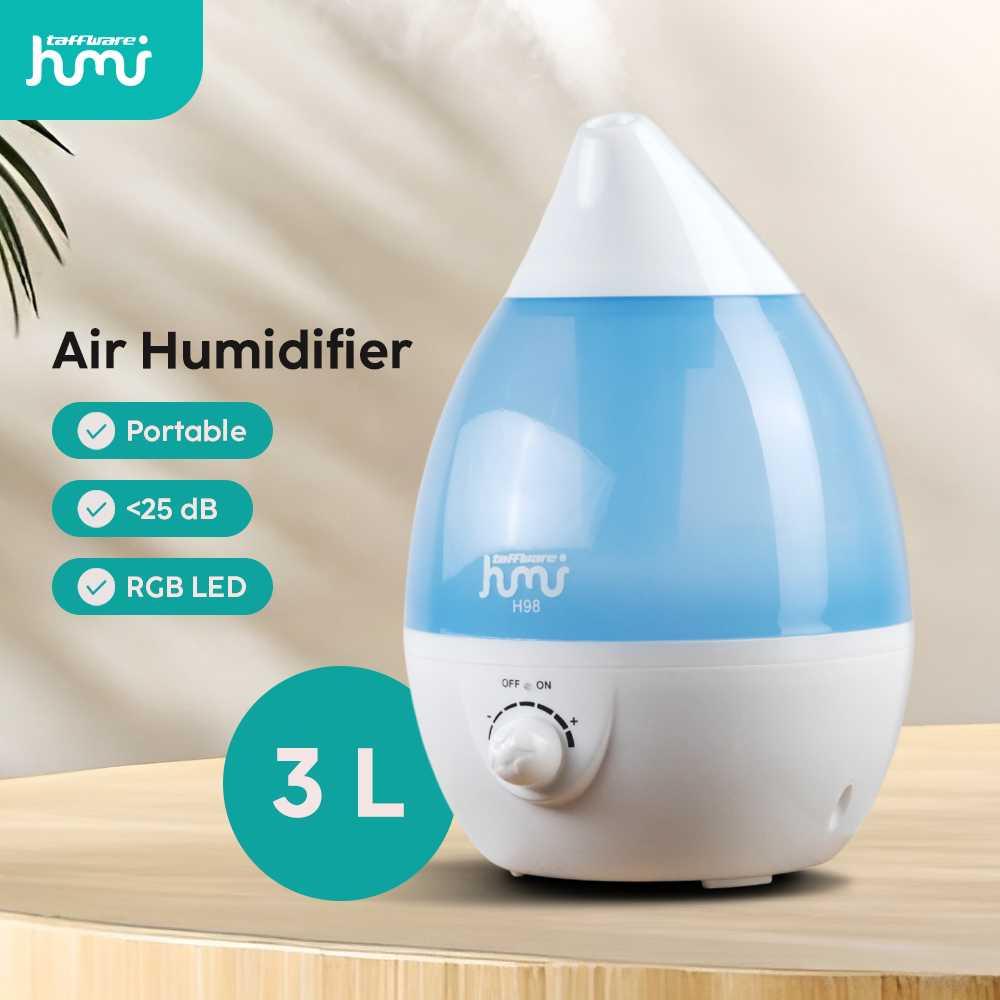 Taffware HUMI Air Humidifier Ultrasonic Classic Drop RGB Mencegah Kesehatan Terancam, Jaga Ruangan Tetap Lembap