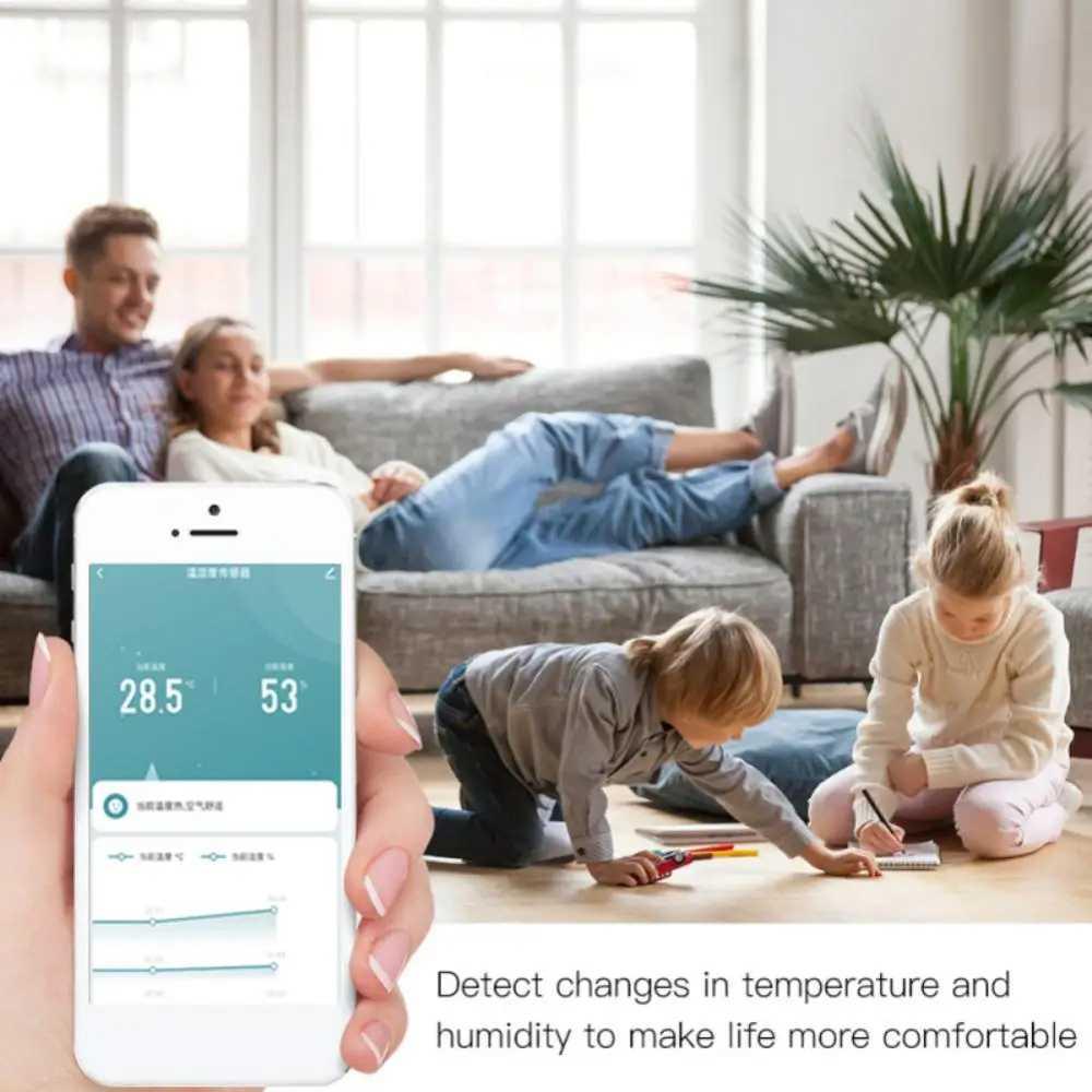 Tuya Smart Life Temperature and Humidity Sensor Real Time WiFi TY-03, Monitor Suhu dan Kelembapan, Deteksi Real-time