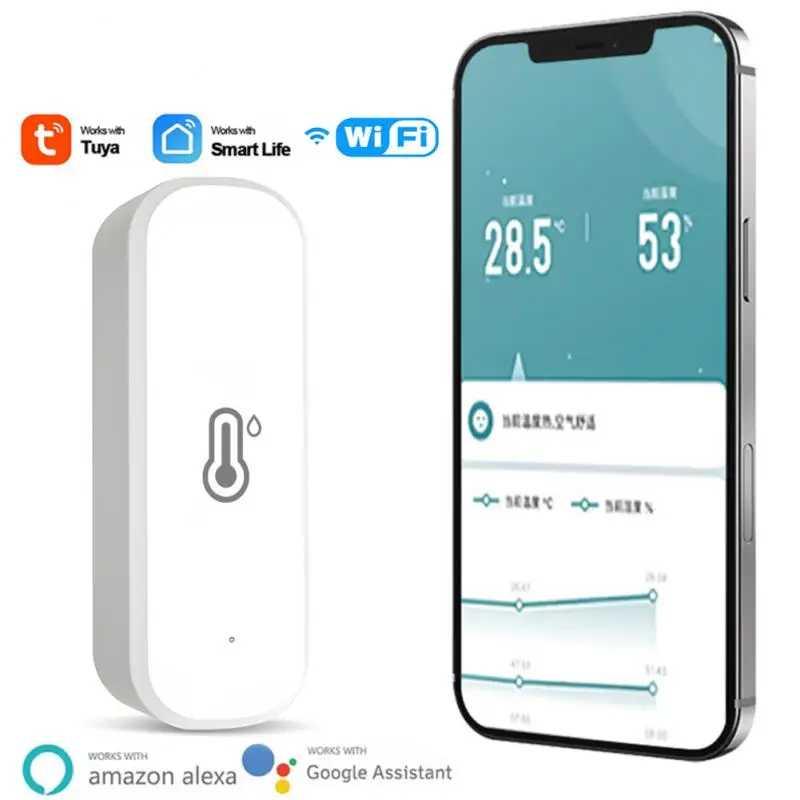 Tuya Smart Life Temperature and Humidity Sensor Real Time WiFi TY-03, Monitor Suhu dan Kelembapan, Deteksi Real-time