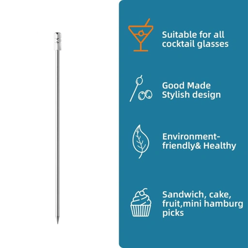 Image of JUWI Tusukan Buah Cocktail Pick Garnish Decoration Stainless Steel 304 - Percantik Tampilan dengan Tusukan Buah Berkualitas