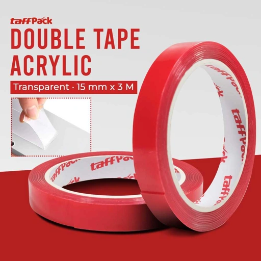 TaffPACK Double Tape Acrylic Adhesive - Perekat Kuat, Tahan Suhu & Air, Transparan