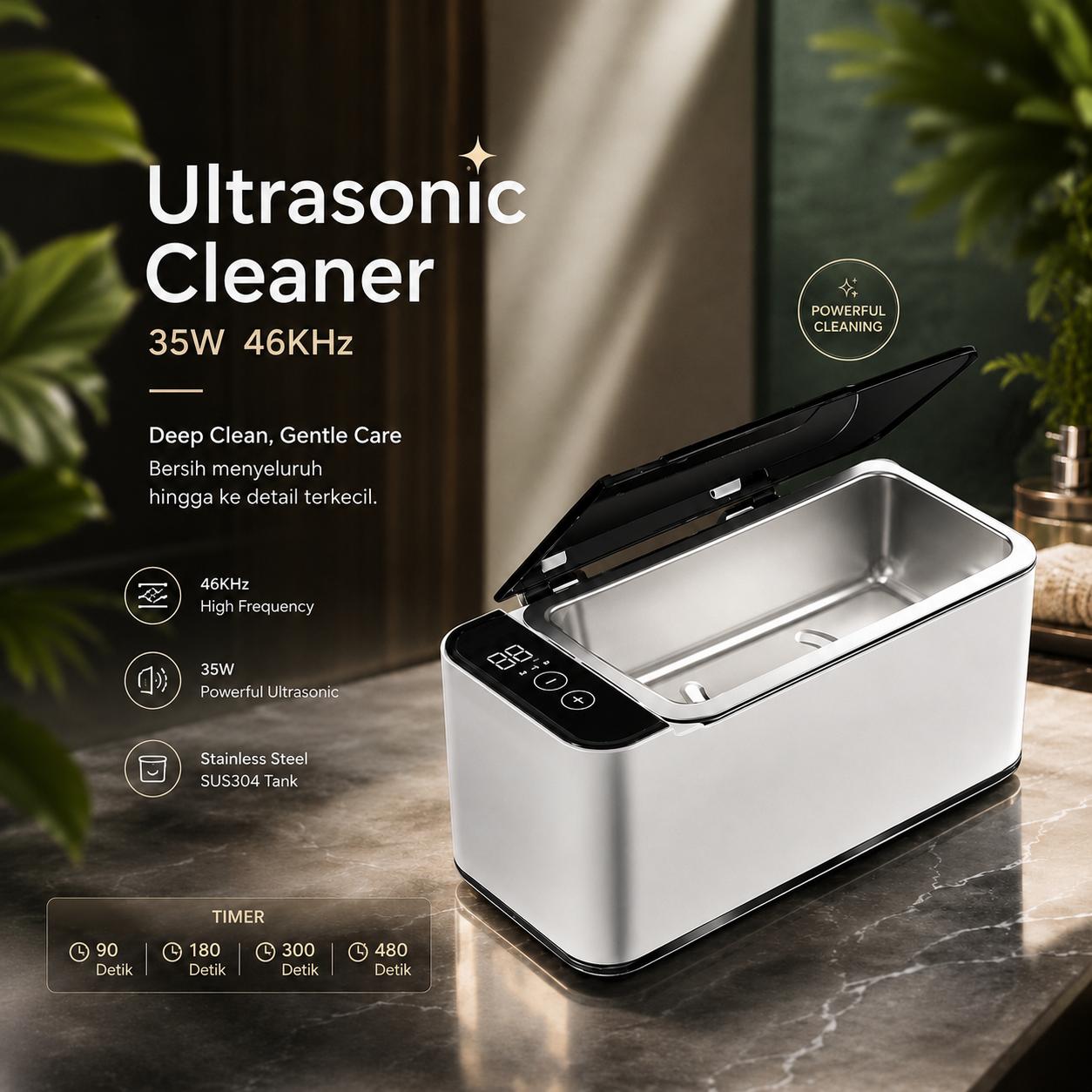 MUGLE Pembersih Kacamata Ultrasonic Cleaning - Efektif Bersihkan Kotoran, Tahan Lama